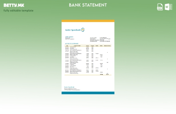 модерен стил Шаблон за збор за извод од банка Норвешка Luster Sparebank
